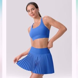 Santiny WomensTennis Skort Skirt Blue Pleated with pockets NWOT